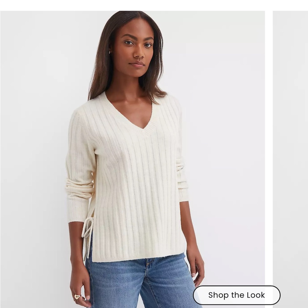 LOFT Cream V-Neck Sweater